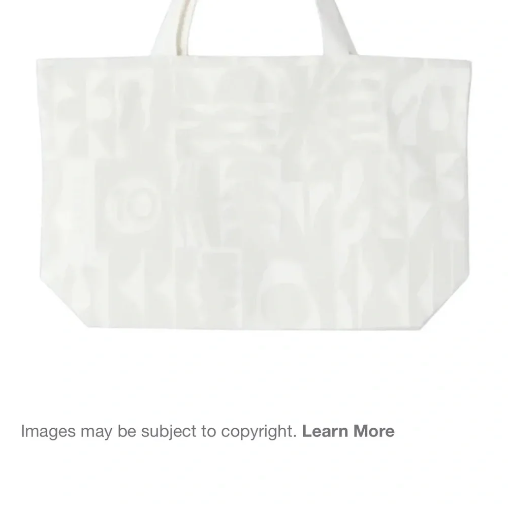 Vuori Cream White Patterned Tote Bag